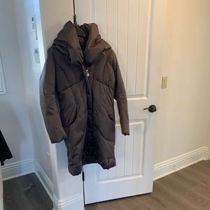 Elie Tahari full length down coat with hood